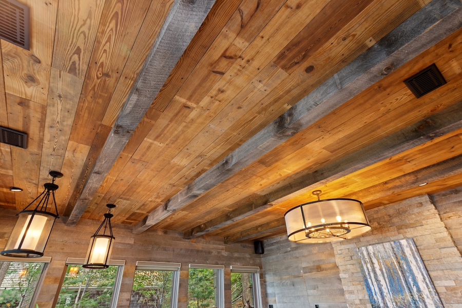 wood beams on ceiling