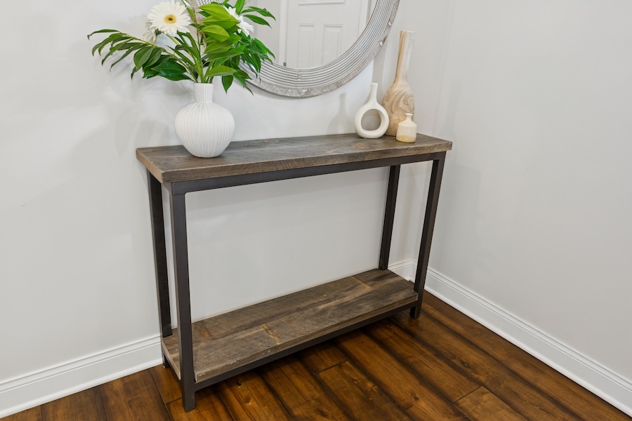 console table with bottom shelf
